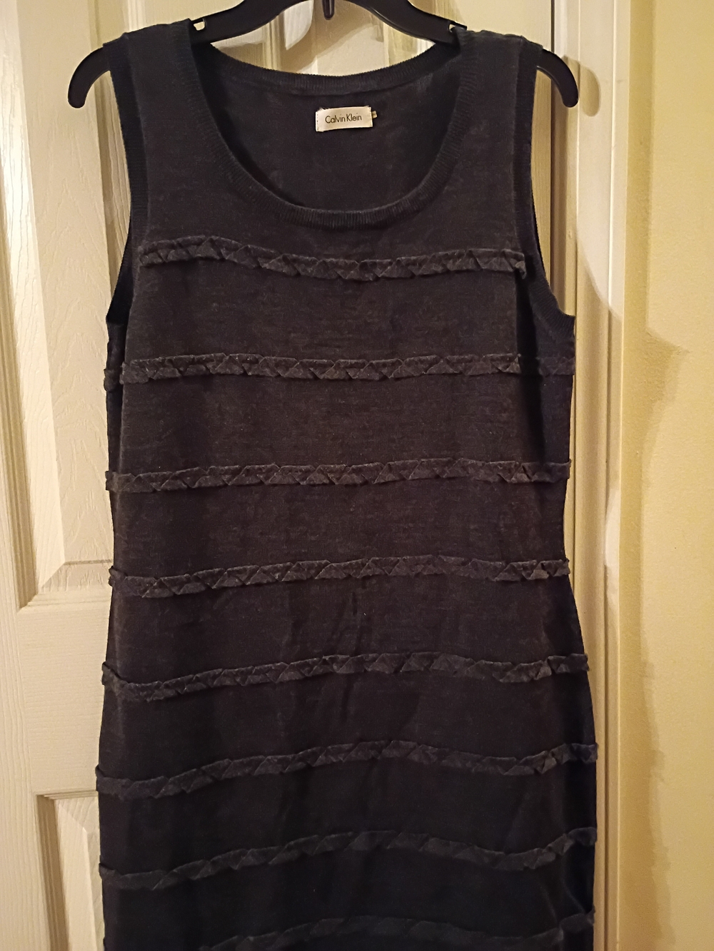 Calvin Klein Charcoal Knit Top with Label Detail